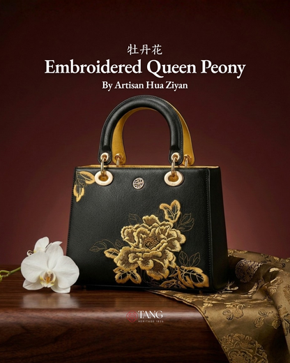 Tang Red 25 Embroidered Queen Peony Tote