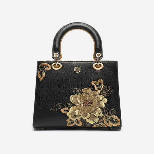 Tang Red 25 Embroidered Queen Peony Tote