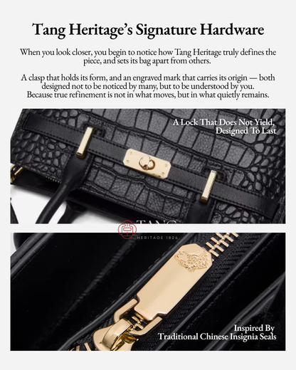 Tang Red 27 Obsidian Crocodile-Embossed Tote
