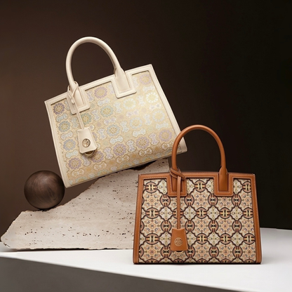 Tang Red 27 Ruyi Peony Song Brocade Tote