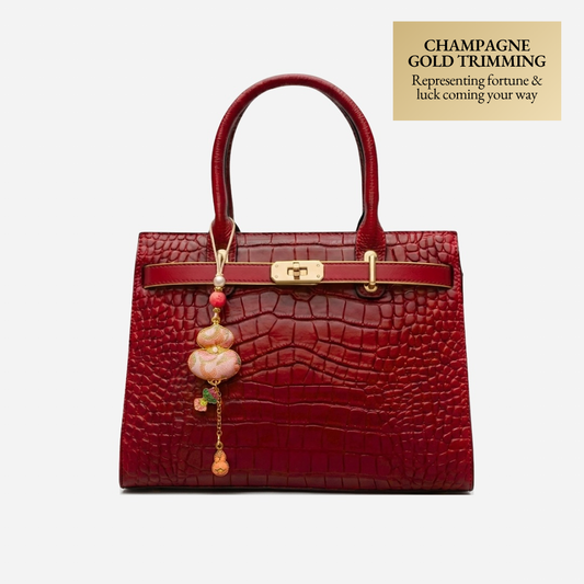 Tang Red 27 Scarlet Crocodile-Embossed Tote