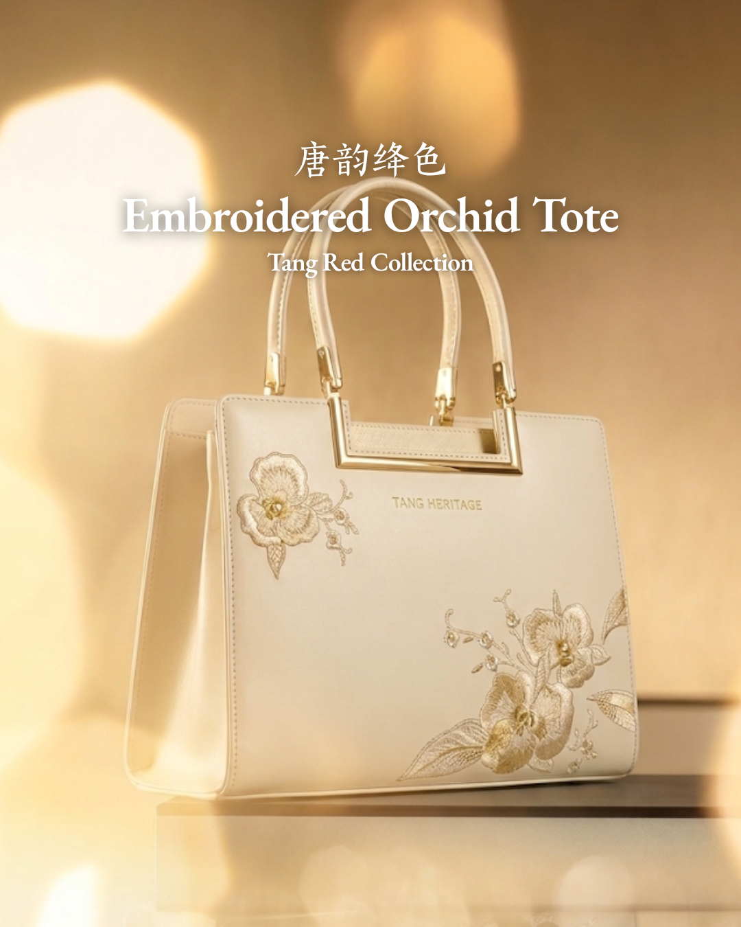 Tang Red 28 Embroidered Orchid Jade Tote