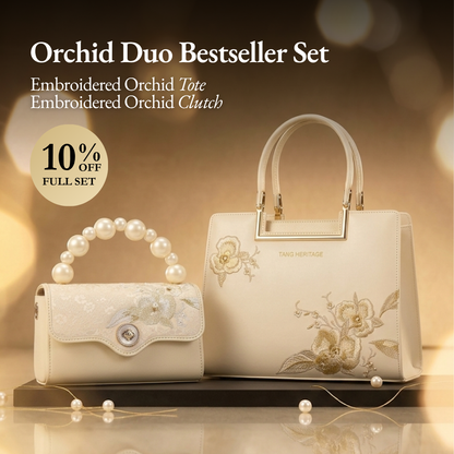 Tang Red 28 Embroidered Orchid Tote