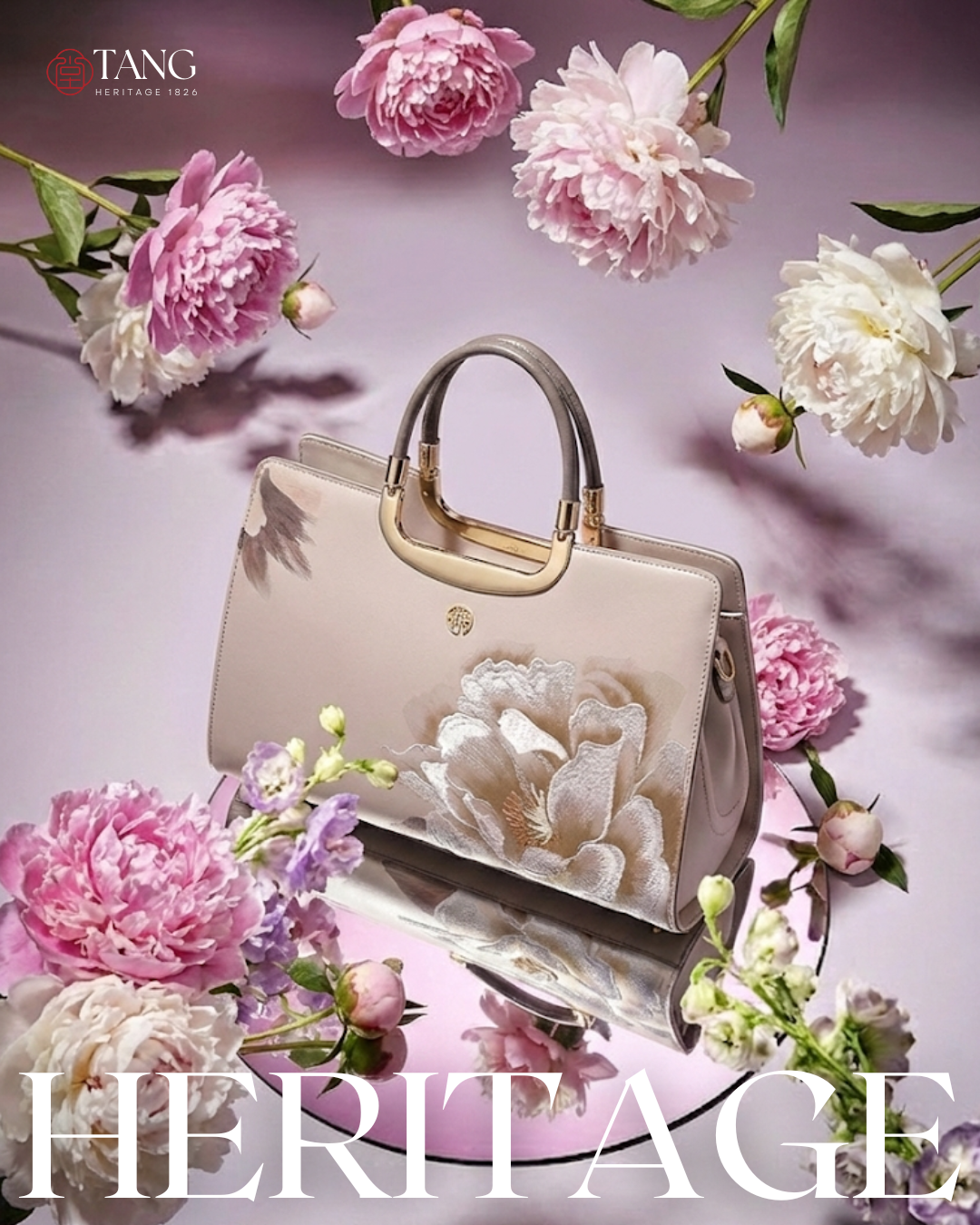 Tang Imperial 34 Embroidered Peony Bloom Tote