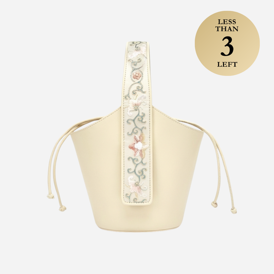 Tang Red 20 Embroidered Ten-Thousand Vines Bucket Tote