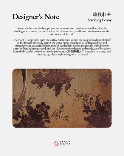 Tang Red 25 Bronze Peony Song Brocade Top-Handle Bag