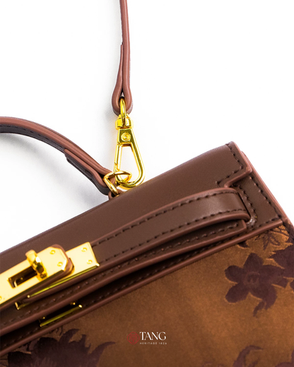 Tang Red 25 Bronze Peony Song Brocade Top-Handle Bag