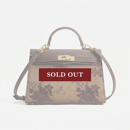 Tang Red 25 Bronze Peony Song Brocade Top-Handle Bag