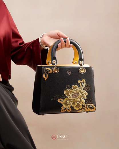 Tang Red 25 Embroidered Queen Peony Tote