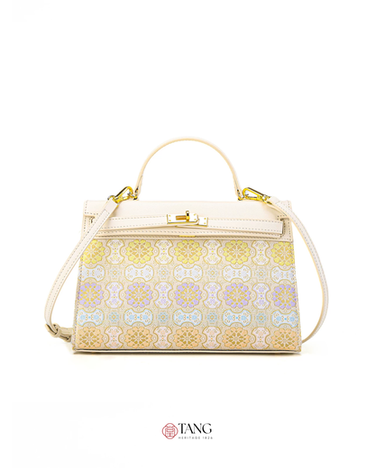 Tang Red 25 Ruyi Peony Song Brocade Top-Handle Bag