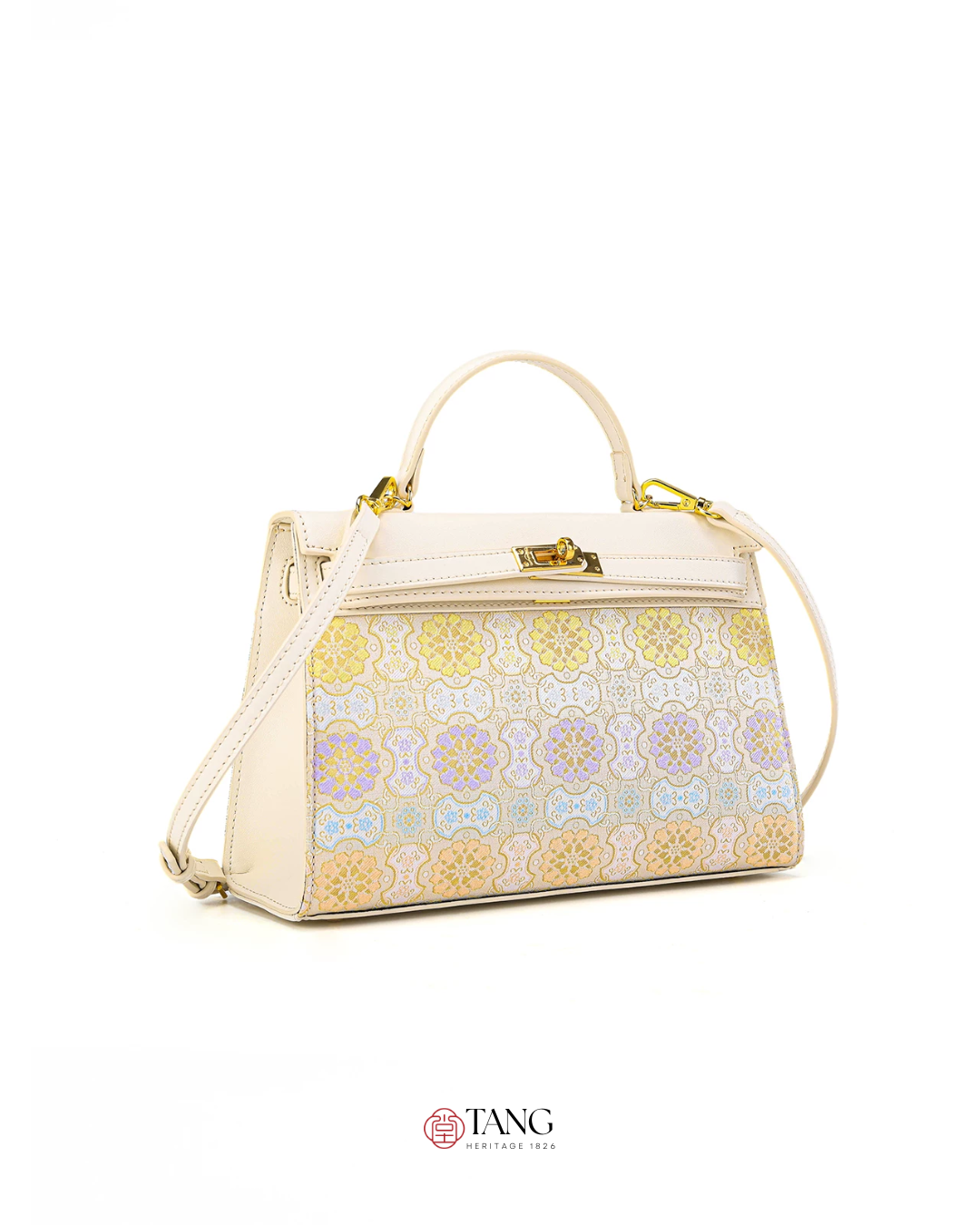 Tang Red 25 Ruyi Peony Song Brocade Top-Handle Bag