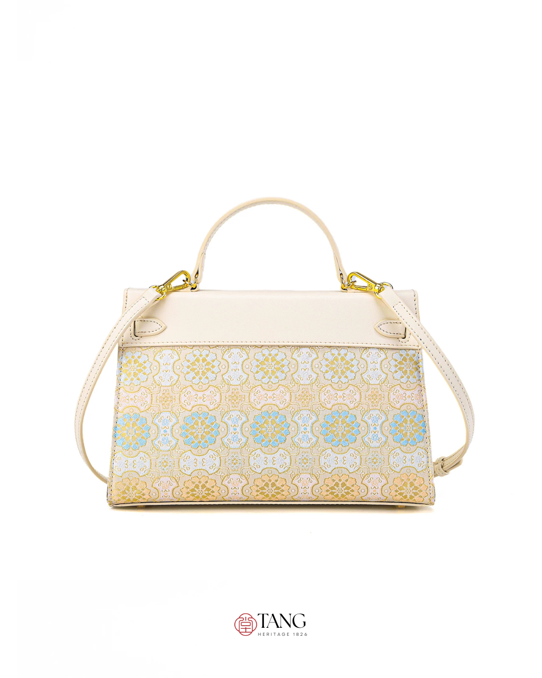 Tang Red 25 Ruyi Peony Song Brocade Top-Handle Bag