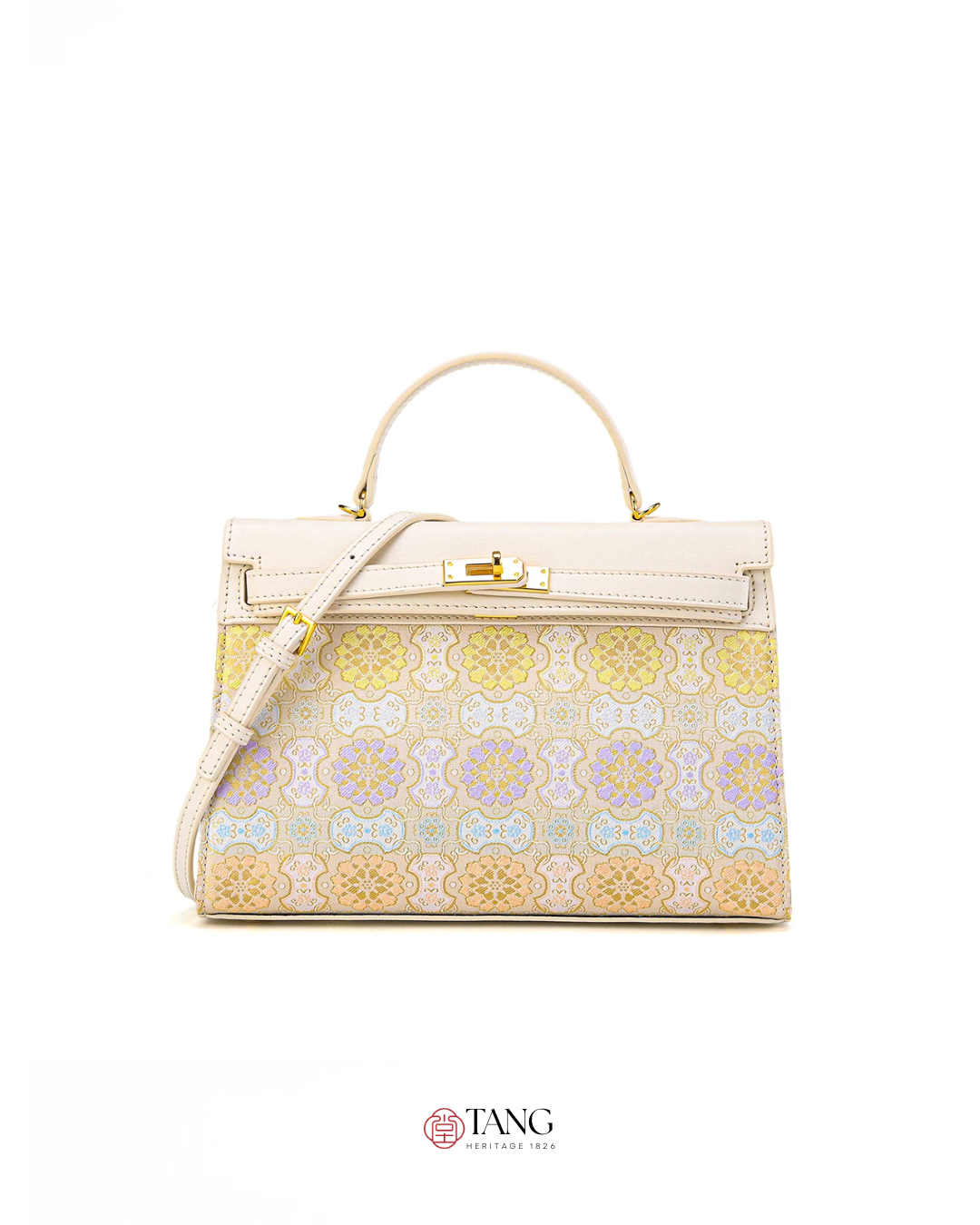 Tang Red 25 Ruyi Peony Song Brocade Top-Handle Bag