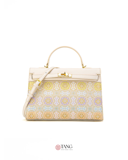 Tang Red 25 Ruyi Peony Song Brocade Top-Handle Bag