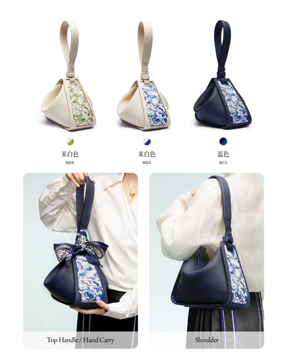Tang Red 26 Embroidered Qinghua Porcelain Bag — Ivory Porcelain