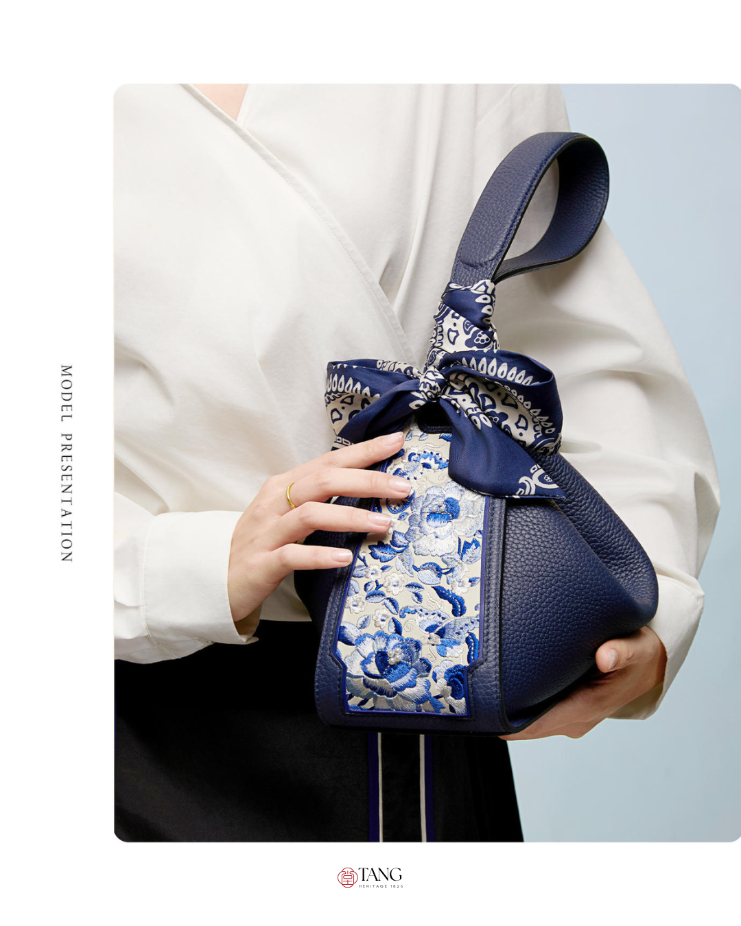 Tang Red 26 Embroidered Qinghua Porcelain Bag — Ivory Porcelain