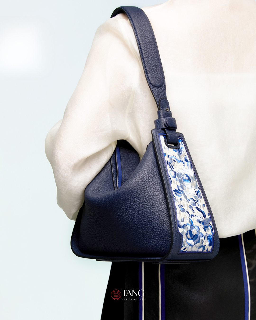 Tang Red 26 Embroidered Qinghua Porcelain Bag — Ivory Porcelain