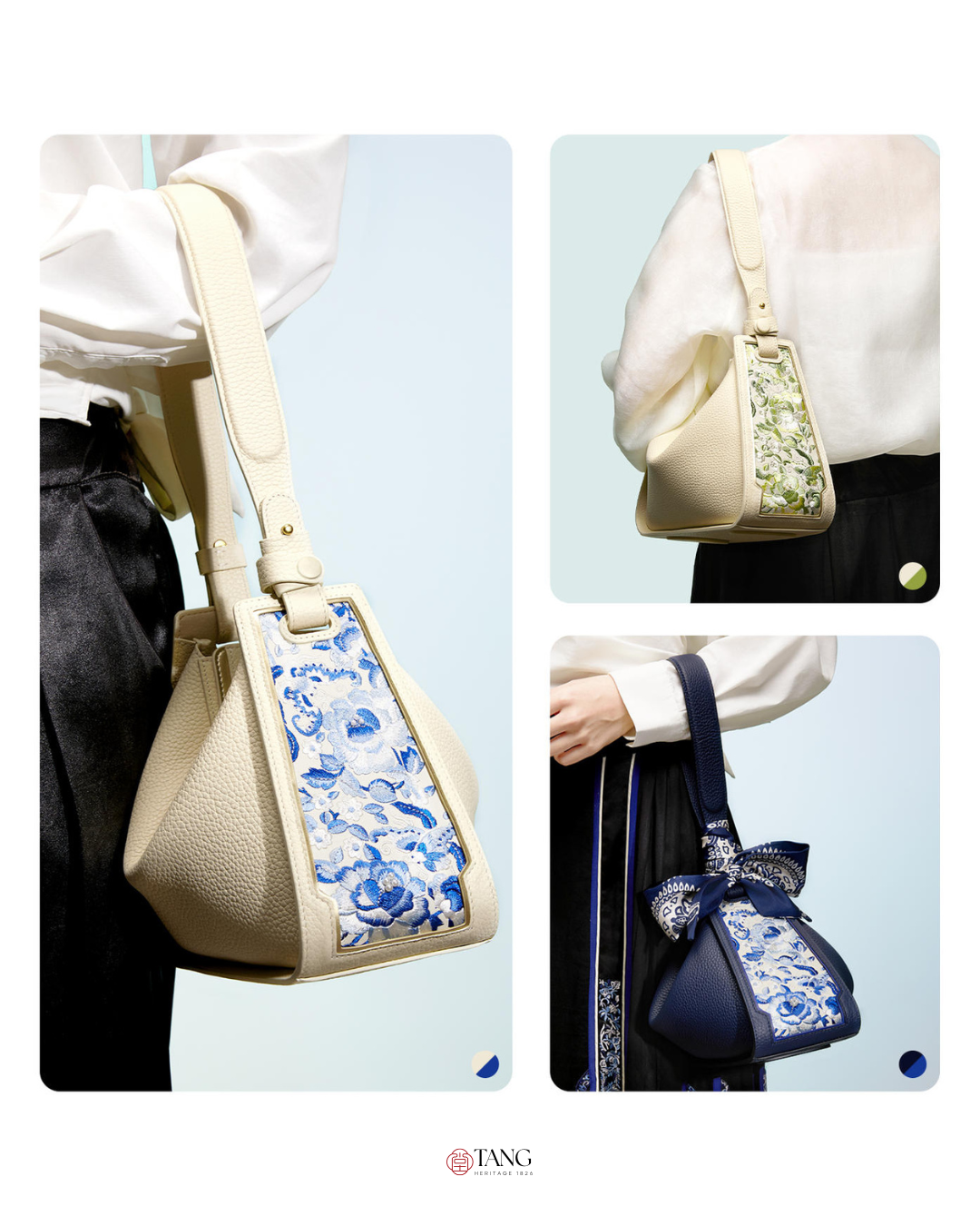 Tang Red 26 Embroidered Qinghua Porcelain Bag — Ivory Porcelain