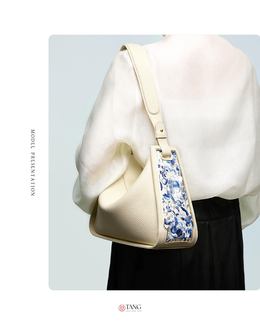 Tang Red 26 Embroidered Qinghua Porcelain Bag — Ivory Porcelain