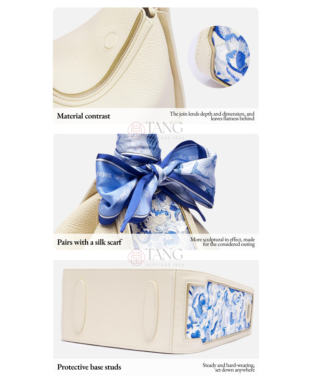 Tang Red 26 Embroidered Qinghua Porcelain Bag — Ivory Porcelain