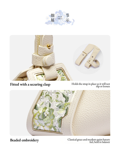 Tang Red 26 Embroidered Qinghua Porcelain Bag — Ivory Porcelain