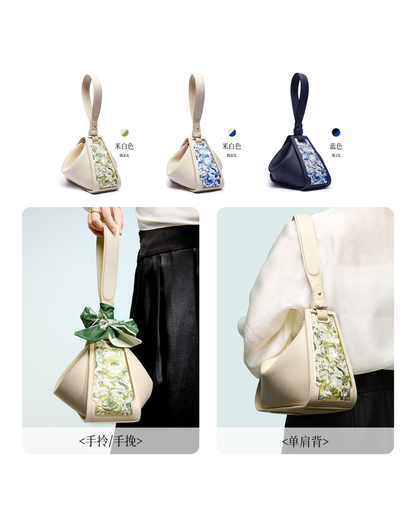 Tang Red 26 Embroidered Qinghua Porcelain Bag — Ivory Porcelain