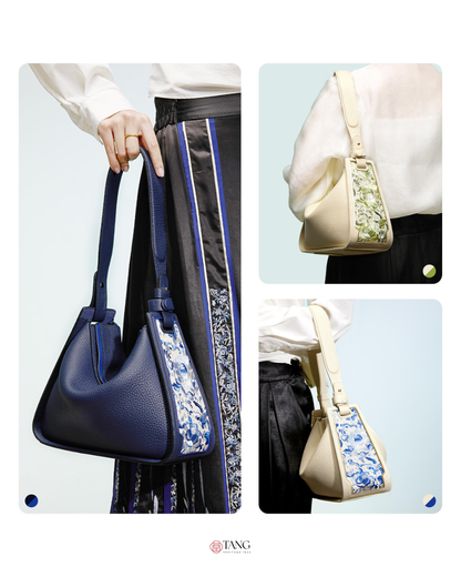 Tang Red 26 Embroidered Qinghua Porcelain Bag — Ivory Porcelain