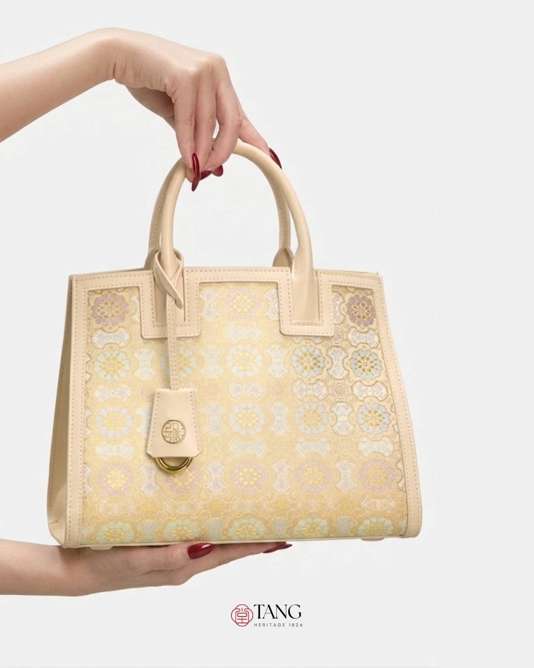 Tang Red 27 Ruyi Peony Song Brocade Tote