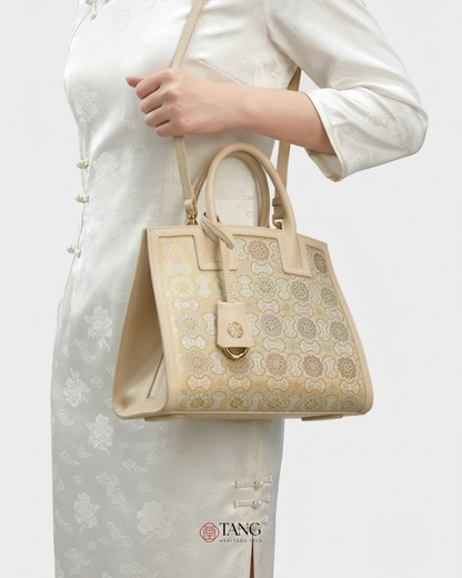 Tang Red 27 Ruyi Peony Song Brocade Tote