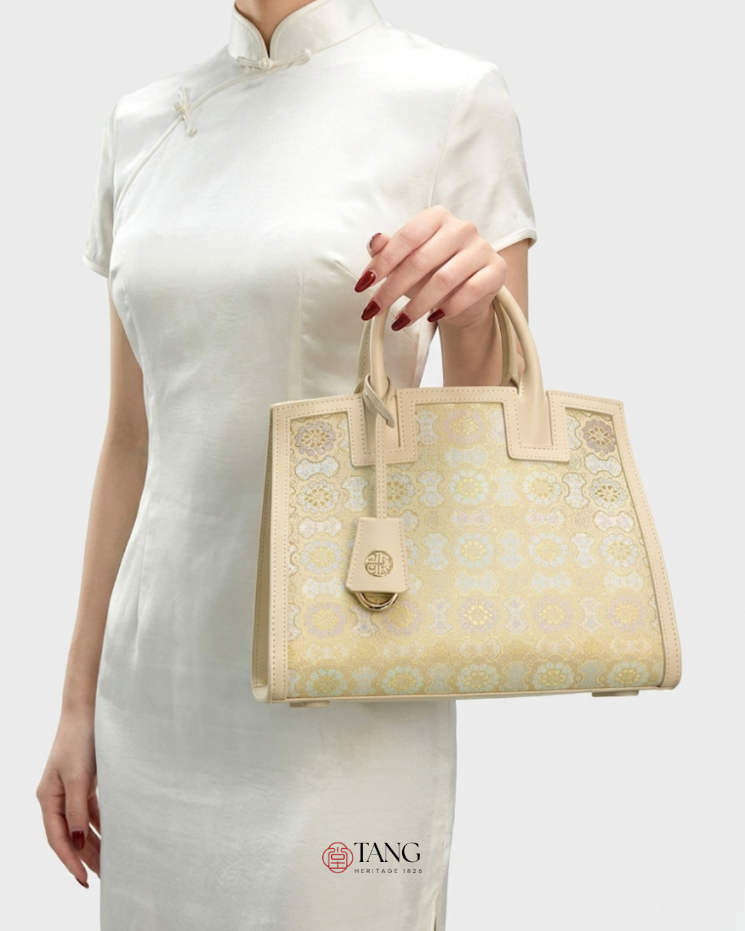 Tang Red 27 Ruyi Peony Song Brocade Tote