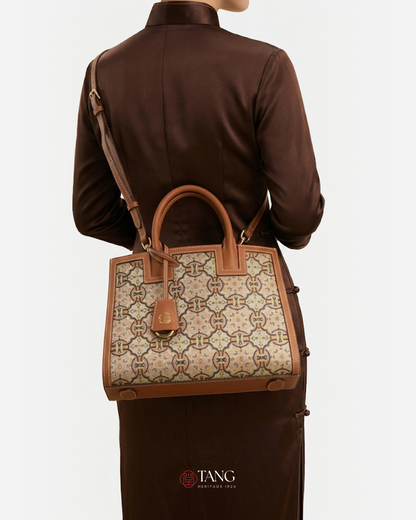 Tang Red 27 Ruyi Peony Song Brocade Tote