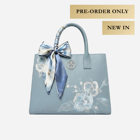 Tang Red 28 Embroidered Orchid Jade Tote