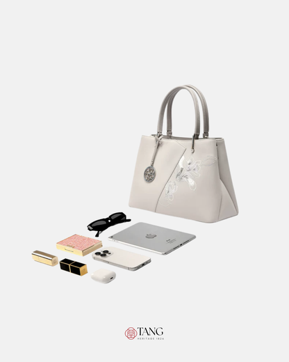 Tang Red 30 Embroidered Magnolia Tote