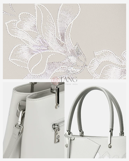 Tang Red 30 Embroidered Magnolia Tote