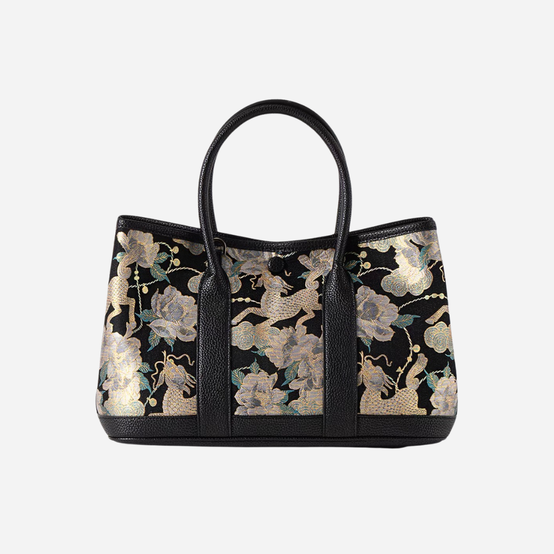 Tang Red 17 Gilt Qilin Peony Song Brocade Bag