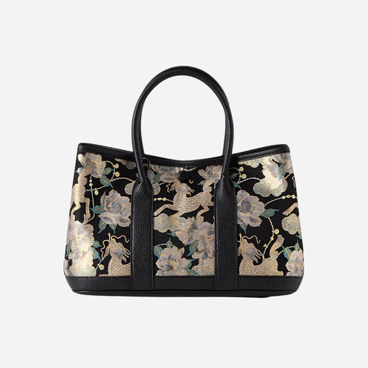 Tang Red 30 Gilt Qilin Peony Song Brocade Tote