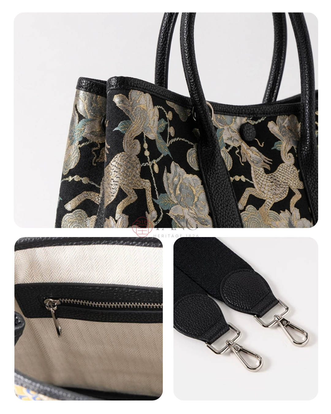Tang Red 17 Gilt Qilin Peony Song Brocade Bag