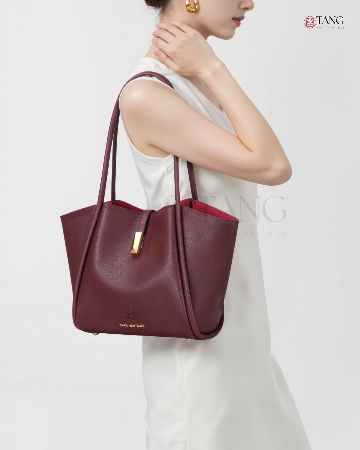Tang Red 30 Empress Crescent Tote