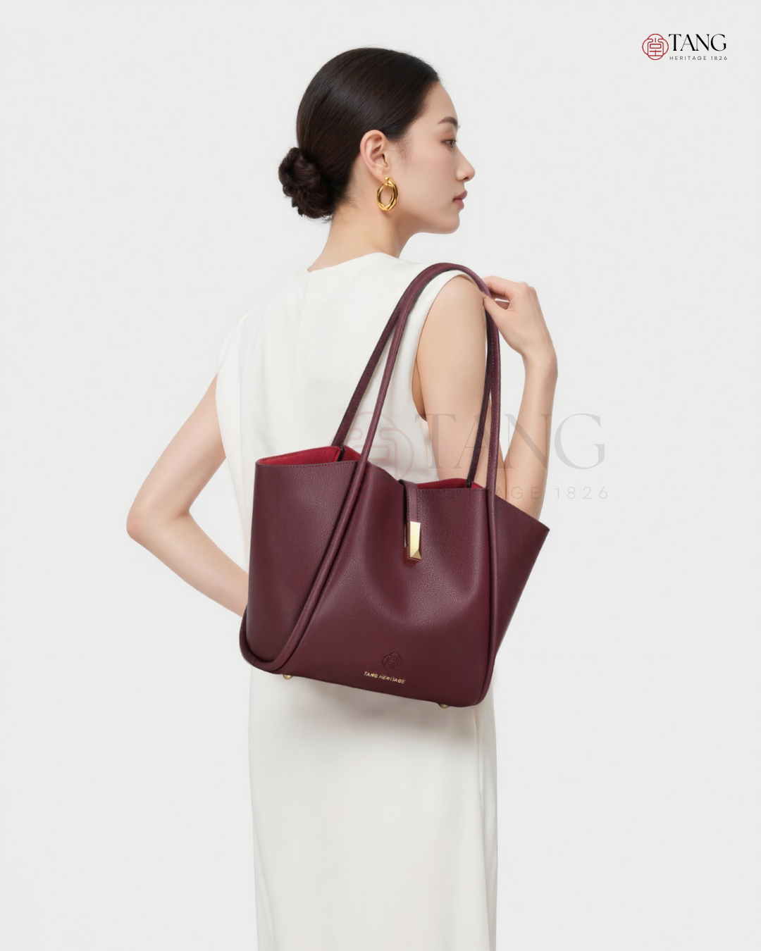 Tang Red 30 Empress Crescent Tote