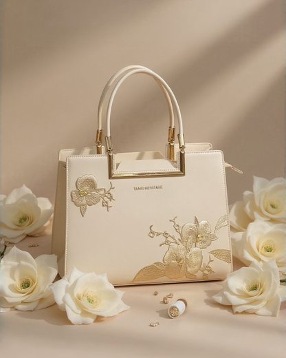 Tang Red 28 Embroidered Orchid Tote