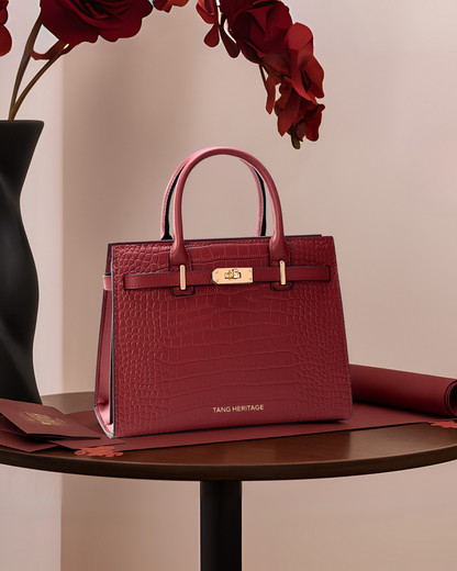 Tang Red 27 Scarlet Crocodile-Embossed Tote