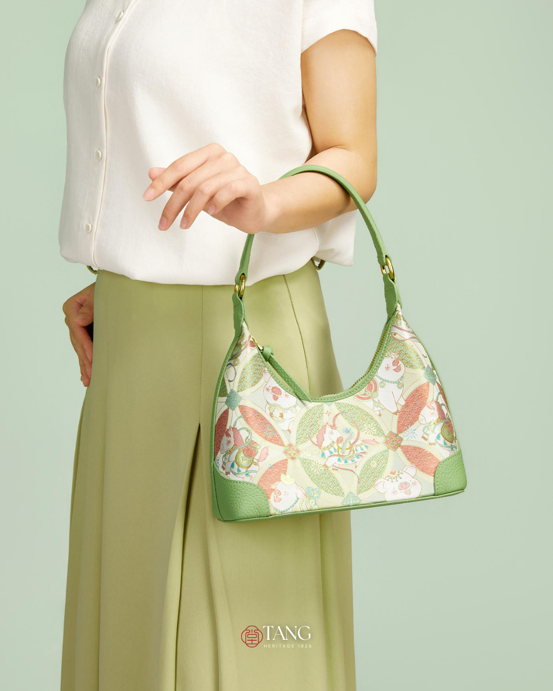 Tang Red 24 Silk Persimmon Brocade Shoulder Bag