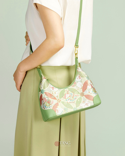 Tang Red 24 Silk Persimmon Brocade Shoulder Bag