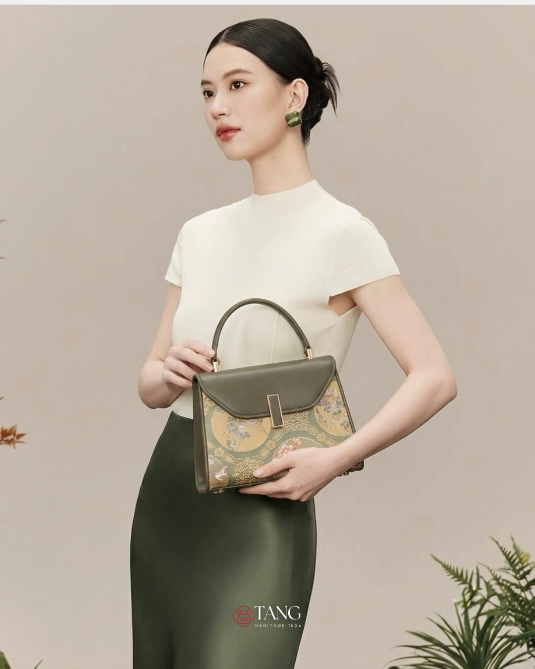 Tang Red 22 Lunar Bloom Nishijin Top-Handle Bag