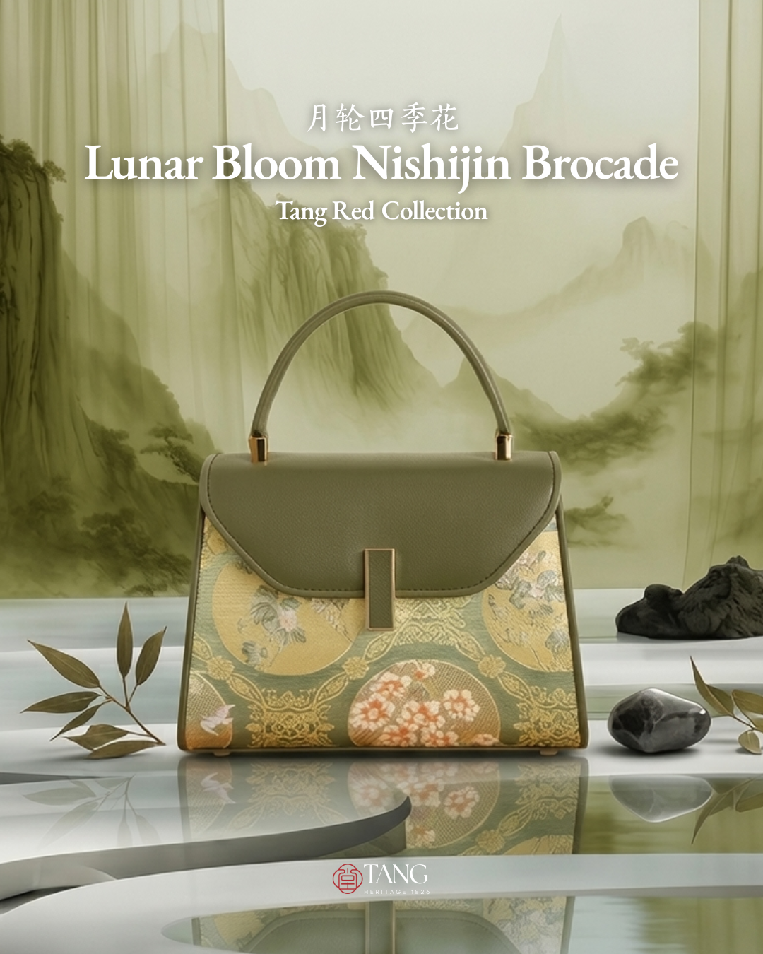 Tang Red 22 Lunar Bloom Nishijin Top-Handle Bag