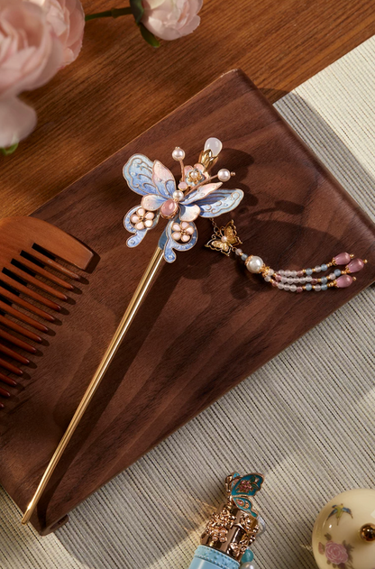 Handmade Treasure Butterfly Velvet Flower Hairpin