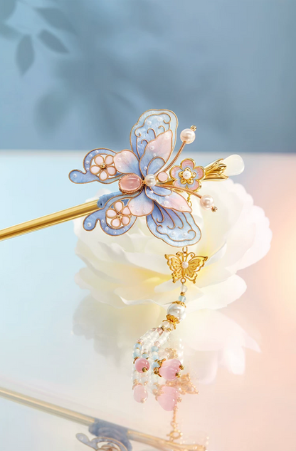 Handmade Treasure Butterfly Velvet Flower Hairpin