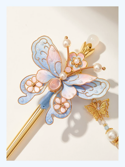 Handmade Treasure Butterfly Velvet Flower Hairpin