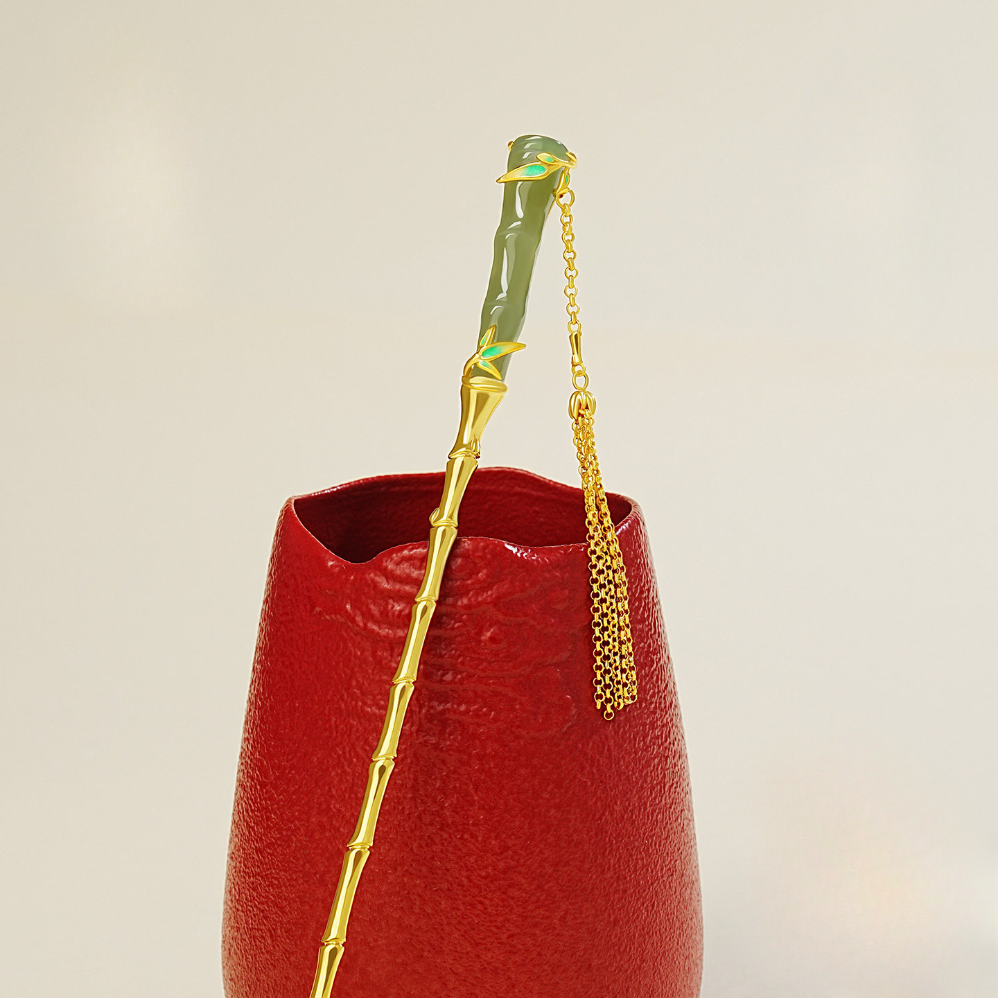 Bamboo Shadow Jade Tassel Hairpin