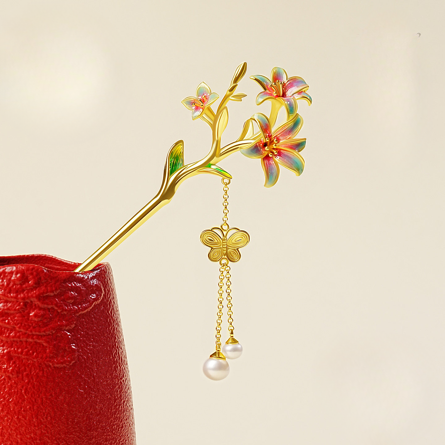 Gathered Dew Lily Pearl Hairpin